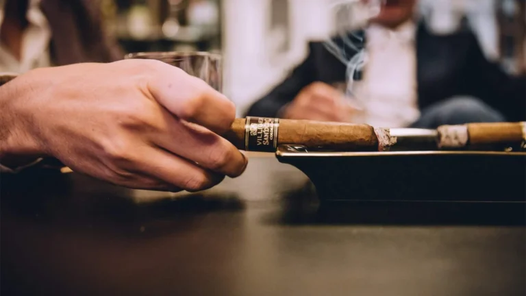 closeup of lit premium cigar