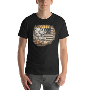 Cigars, Bourbon, Guns & Freedom™ Vintage Flag Tee