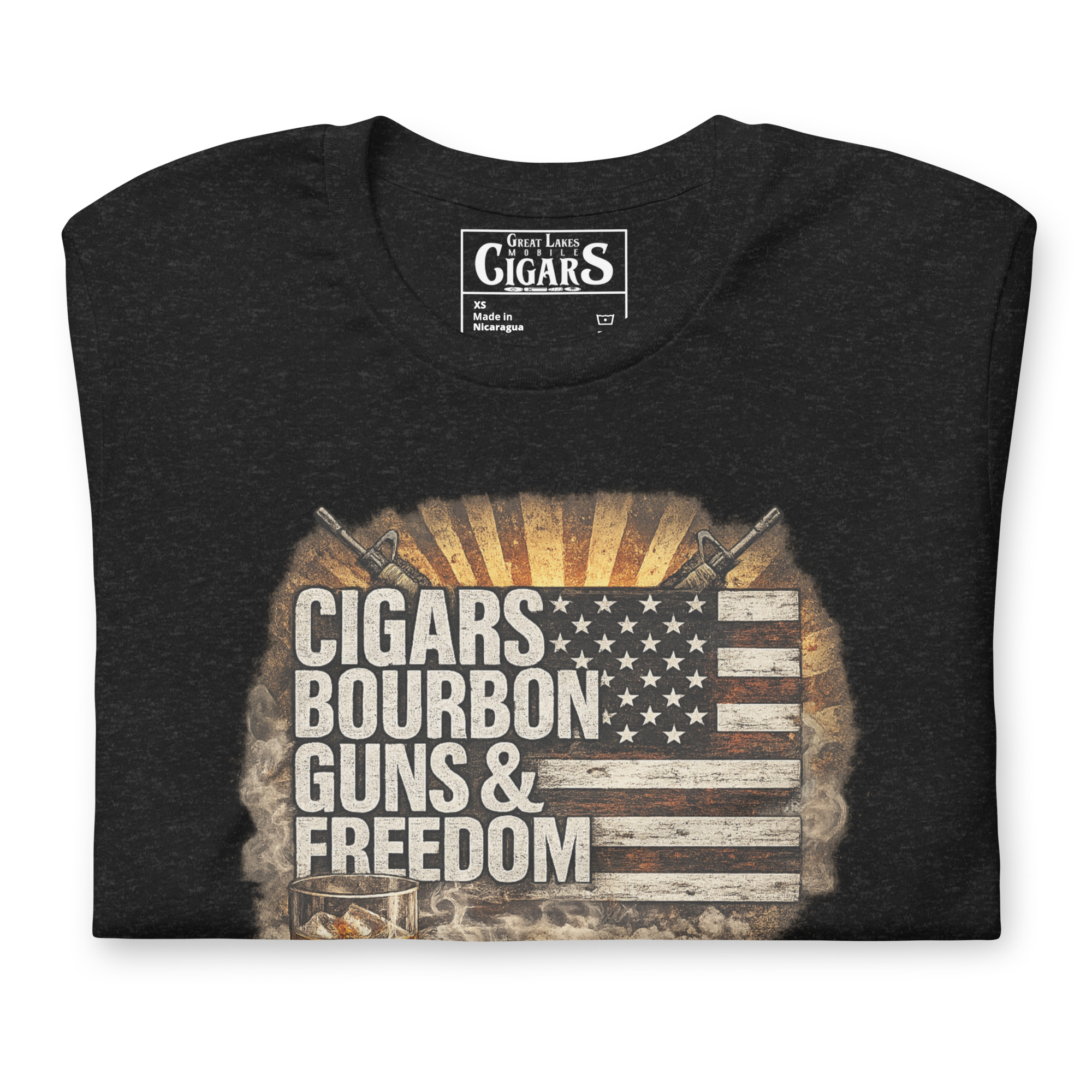 Cigars, Bourbon, Guns & Freedom™ Vintage Flag Tee - Image 3