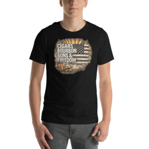 Cigars, Bourbon, Guns & Freedom™ Vintage Flag Tee